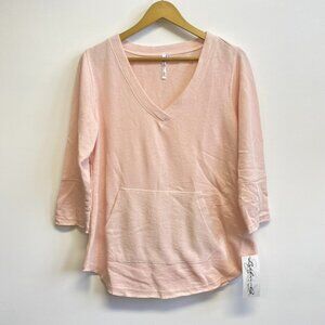 NWT Lulu B Pink V Neck Pullover Kangaroo Pocket Top